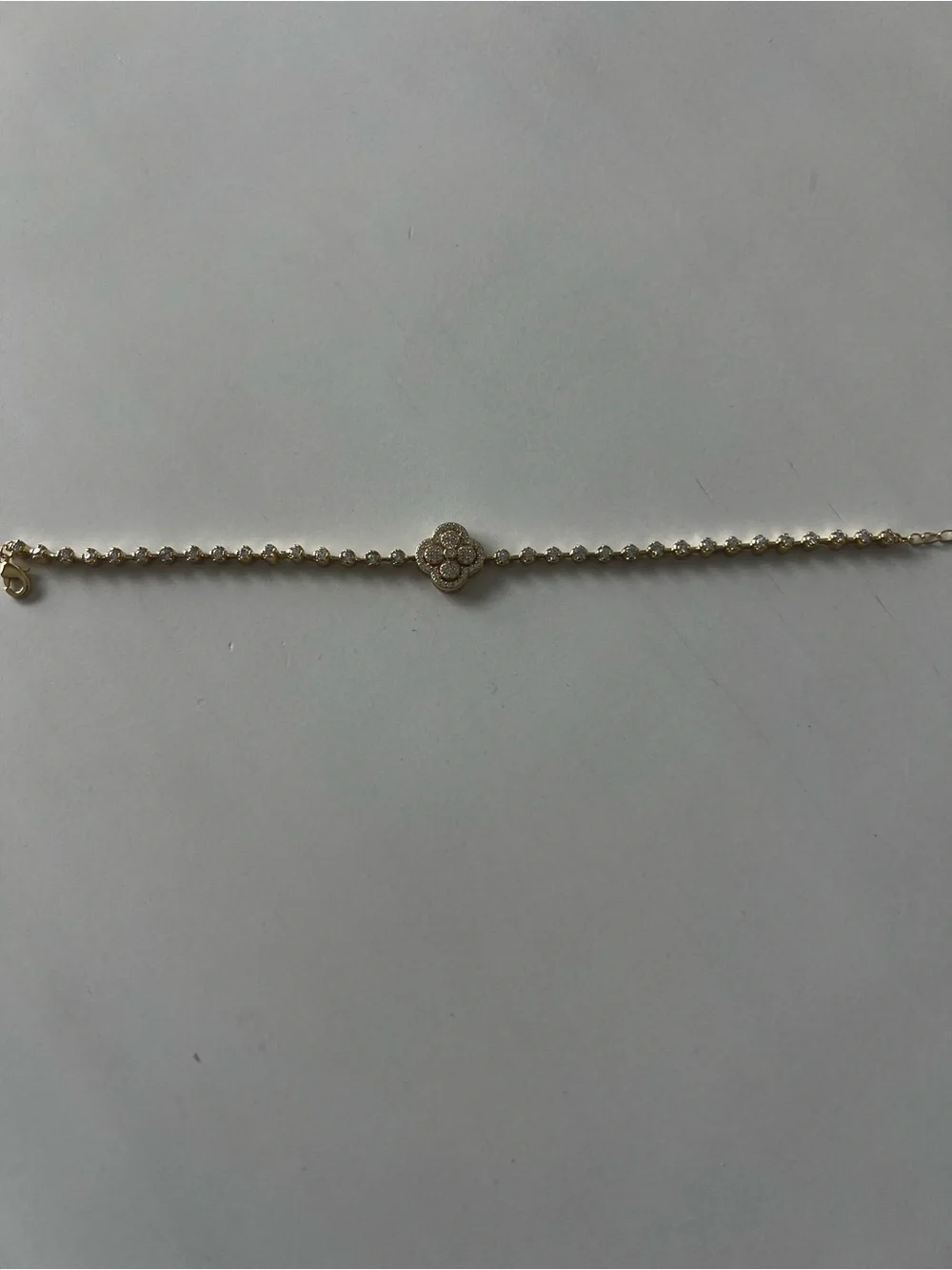 Gold Crystal Clover Tennis Bracelet - Elegant Women's Jewelry